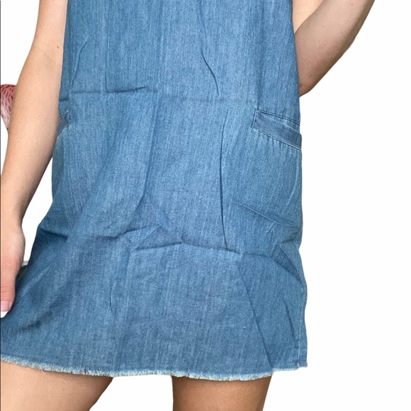 Thin denim frayed edge mini dress - Picture 3 of 3
